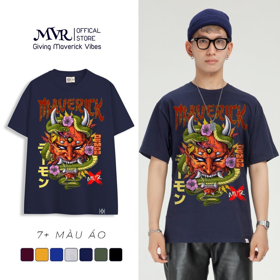 Áo Thun Unisex Nhật Bản Phông Nam Nữ  Đẹp In Hình Japane Quỷ Mặt Nạ Đỏ Phong Cách Xuất Khẩu MVR LL3785