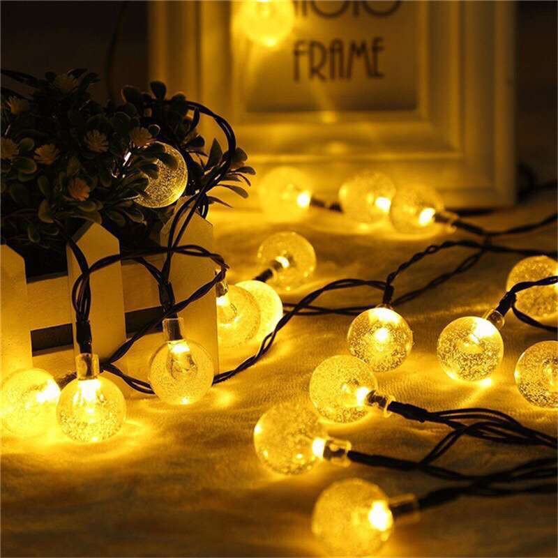 Dây đèn led cherry ball bóng pha lê tròn nhỏ 2cm trang trí nhà cửa, giáng sinh, năm mới