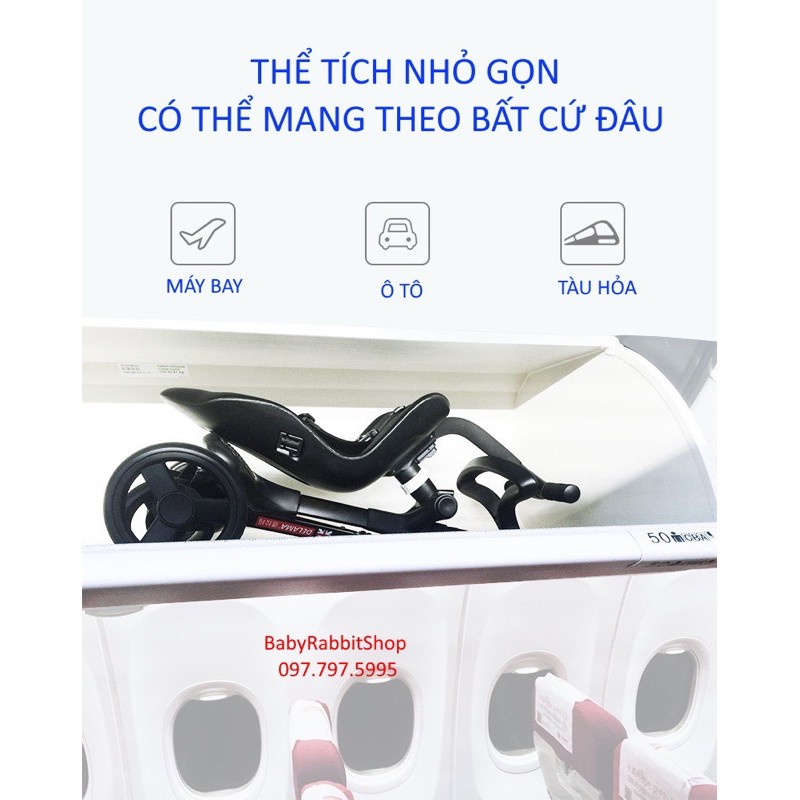 [ Hàng Hot ] [Có Sẵn]Xe đẩy du lịch gấp gọn Delama Black hàng hãng có tem chống hàng giả mẫu mới 2021