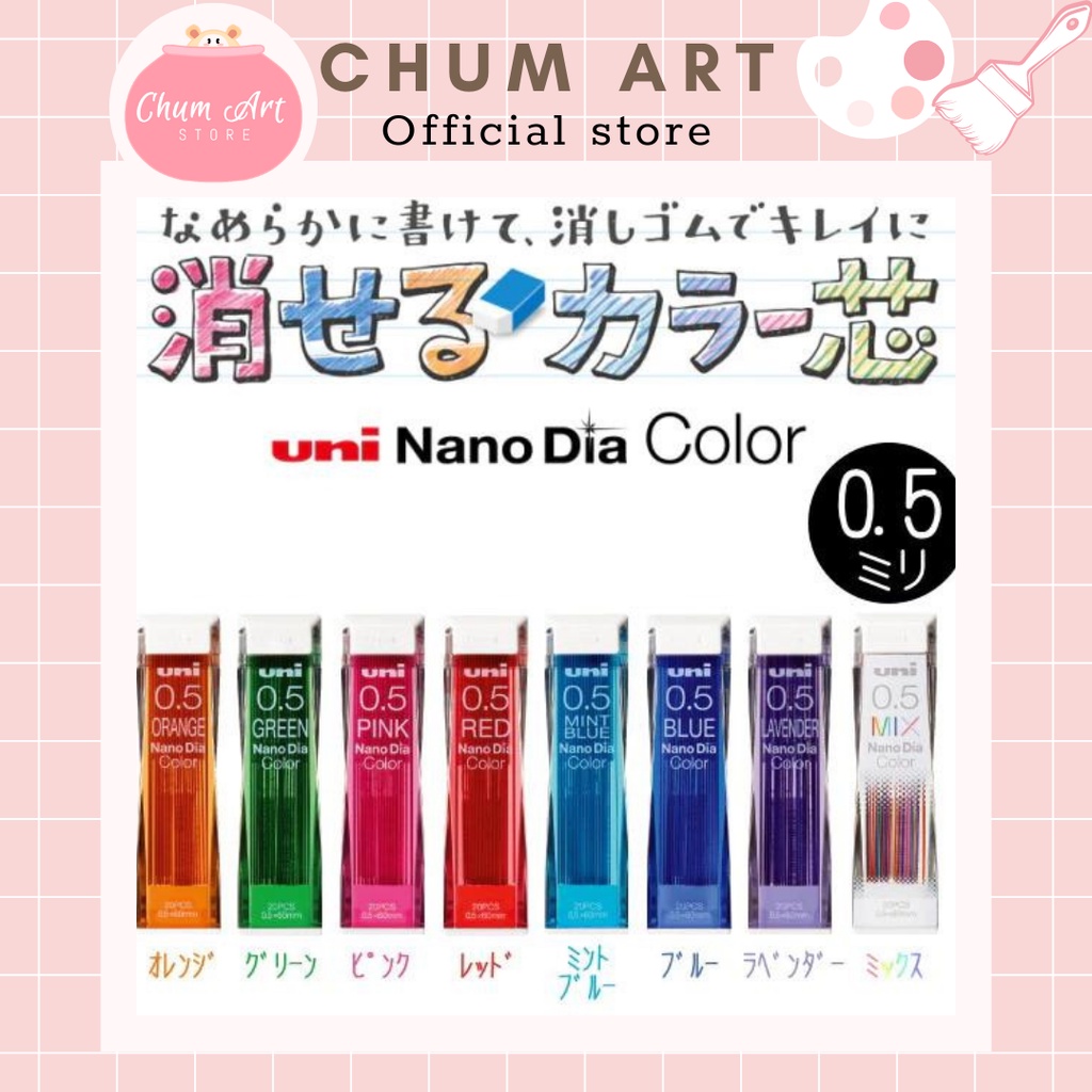 Ngòi Chì Kim Màu, Ruột Chì Màu Uni Nano Dia Color 0.5mm Made in Japan