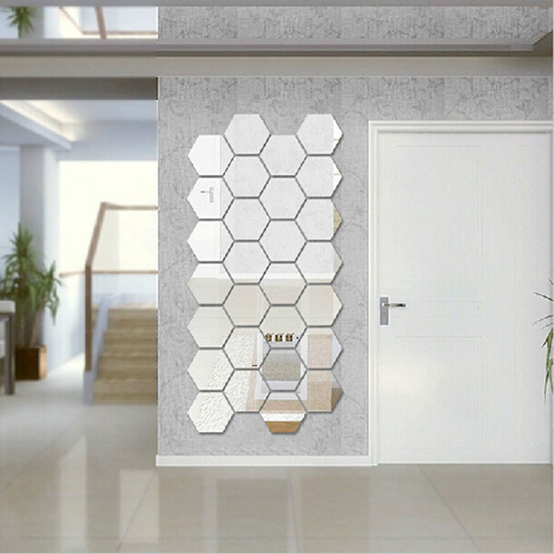 Puppyandkitty 12 CÁI 3D dán tường gương lục giác
