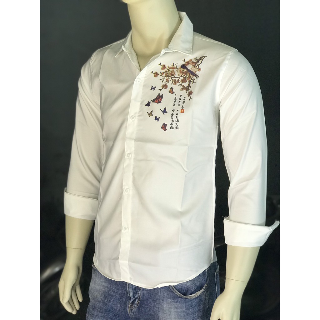 ÁOSơ Mi Nam CHẤT LỤA DÀI TAY PHONG CÁCH .Áo Sơ Mi Cặp Đôi Nam Nữ Cành Hoa Đào- Two | BigBuy360 - bigbuy360.vn