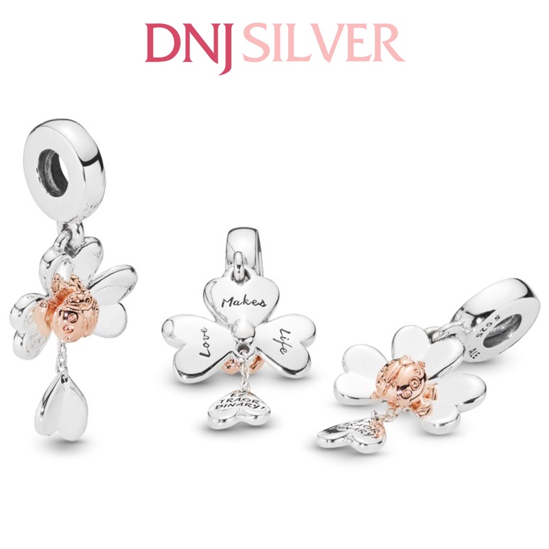 Charm bạc 925 cao cấp, hàng chuẩn bạc - Charm Clover &amp; Ladybird thích hợp để mix vòng tay charm - DN238