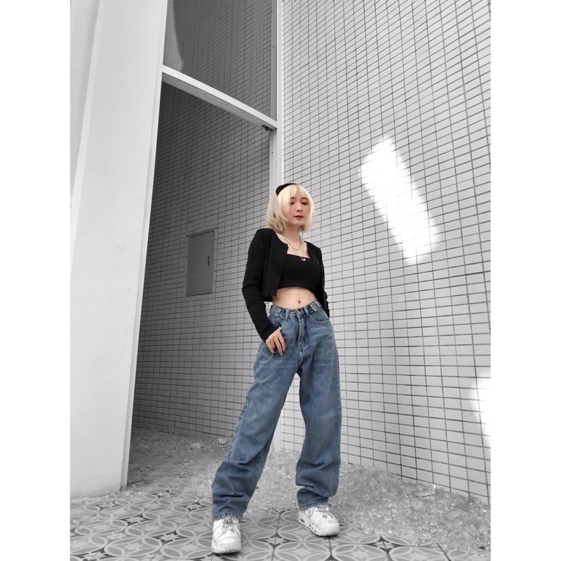 [Giá siêu rẻ] Quần baggy jeans simple ống rộng, dáng dài cân mọi kiểu phối đồ
