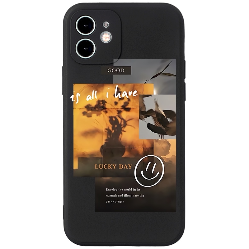 Ốp lưng JURSUE mềm chống bẩn hình đen đáng yêu cho iPhone 13 12 11 Pro Max SE 2020 X XR XS 8 7 ip 6S 6 Plus Y2042