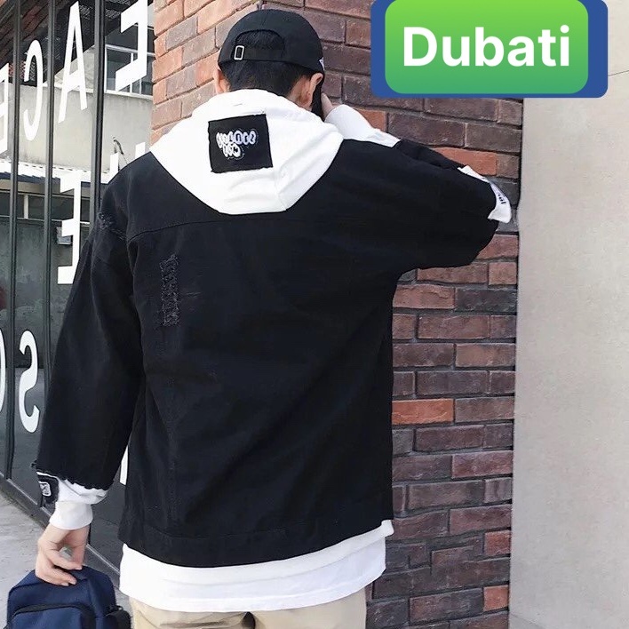 ÁO KHOÁC JEAN NAM NỮ CHẤT BÒ UNISEX PHỐI NÓN NỈ WASH RÁCH VẢI DÀY CAO CẤP- DUBATI FASHION