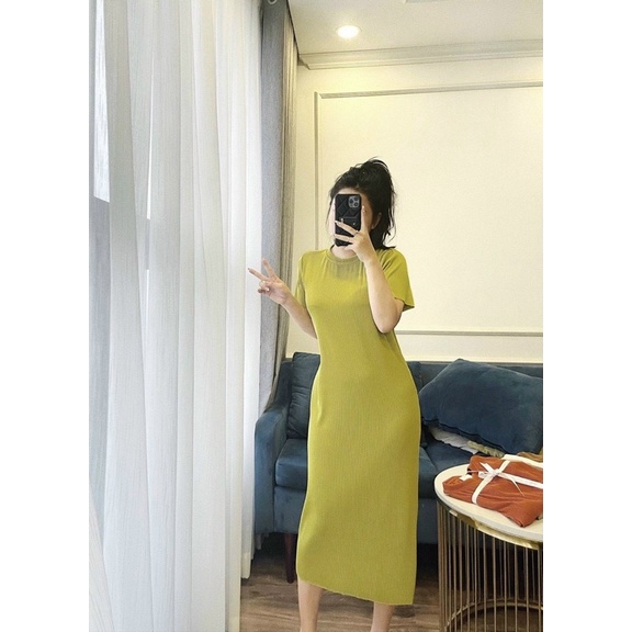 Váy maxi suông dập ly