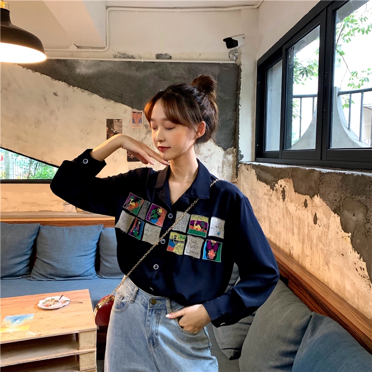 Áo sơ mi nữ SUXI cổ polo thêu hoa thời trang