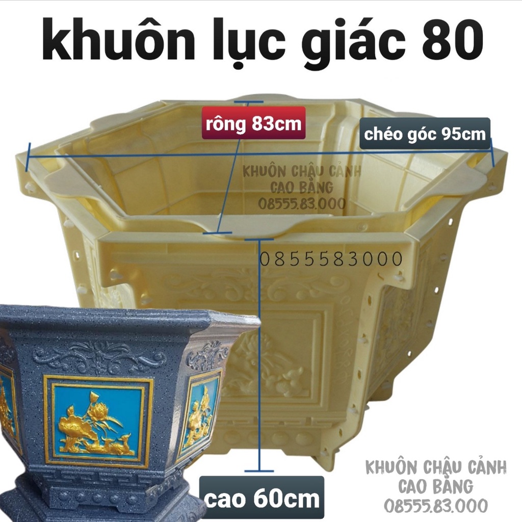 Khuôn đúc chậu cảnh lục giác 80 cao 60 (khuôn chậu ABS có lòng trong)