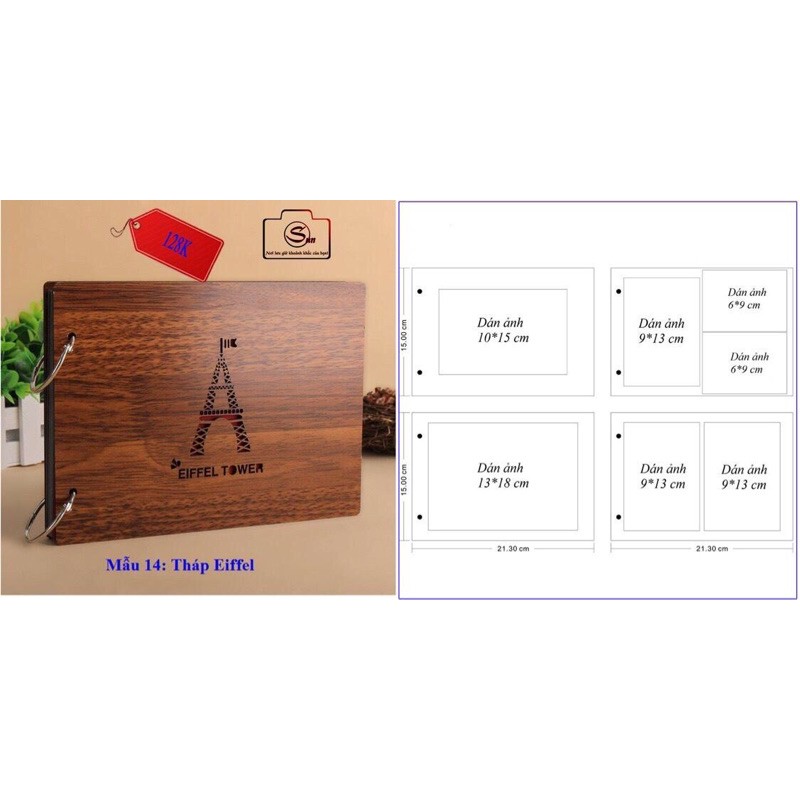 Album ảnh bìa gỗ 16x22 cm