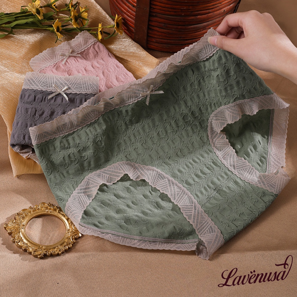 Quần lót nữ Cotton viền ren kháng khuẩn mềm mại dễ thương LAVENUSA QL51