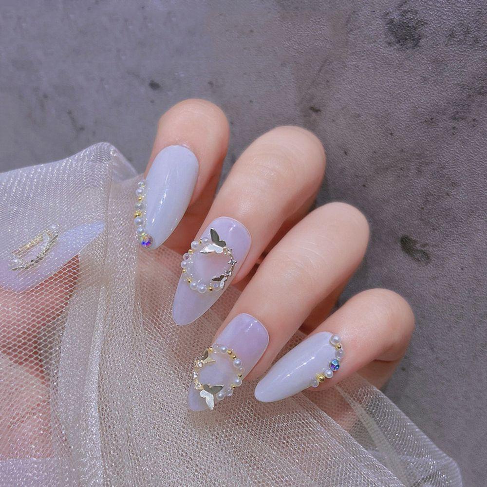 Miếng Dán Trang Trí Móng Tay Hình Bướm Bằng Kim Loại Kiểu Nhật Bản Sang Trọng DIY
