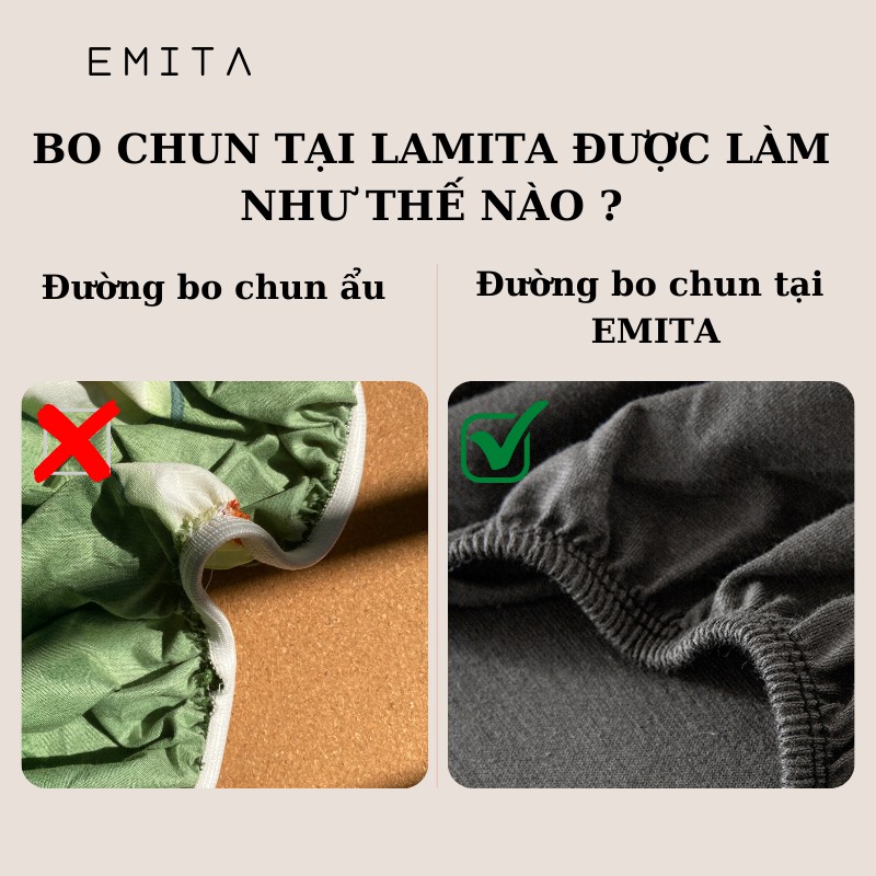 Chăn ga gối drap cotton poly cao cấp Emita Bedding kẻ trắng chăn ga Hàn Quốc miễn phí bo chun drap ga giường PL01