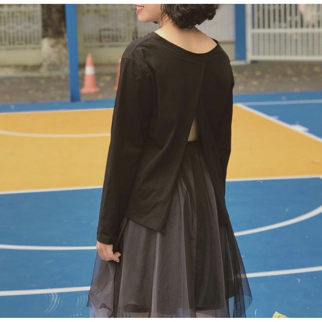 ÁO KIỂU - LOUISA TOP - ÁO TAY DÀI CẮT XẺ LƯNG - A0021