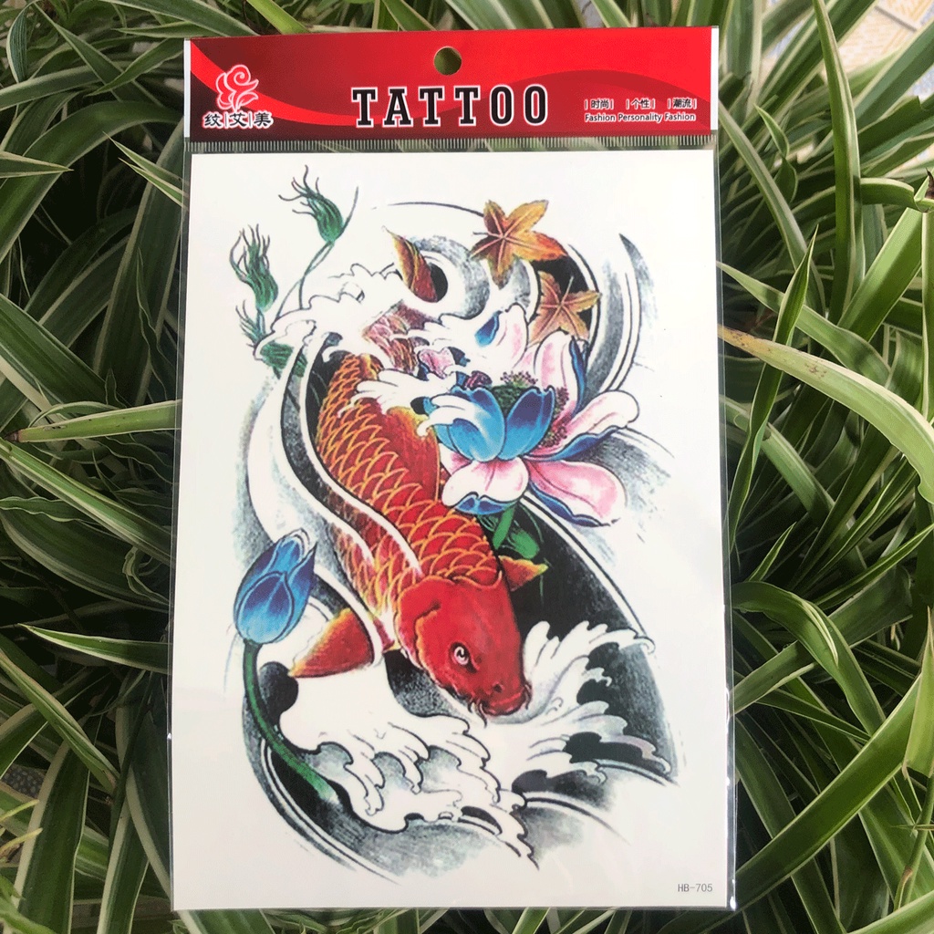 HB-671-Hình Xăm Dán 3D Cho Tay, Ngực, Vai, Lưng Tattoo - CÀNH HỒNG VỚI BƯƠM BƯỚM