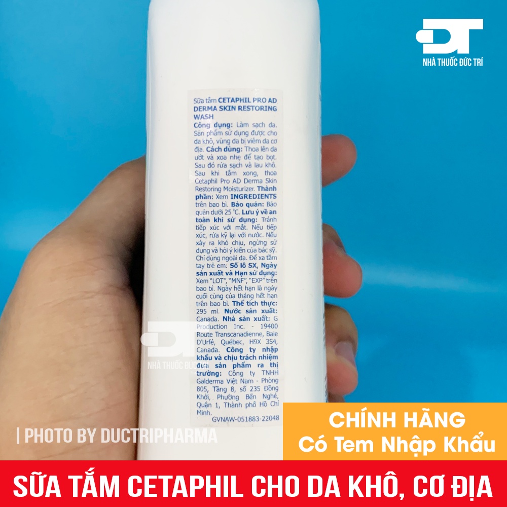 Sữa tắm dành cho da cơ địa, khô Cetaphil Pro AD Derma Skin Restoring Wash 295ml