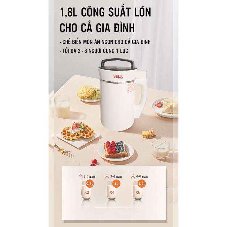 Máy làm sữa hạt đa năng SEKA tiện lợi an toàn dễ sử dụng bảo vệ sức khỏe gia đình - bảo hành 24 tháng