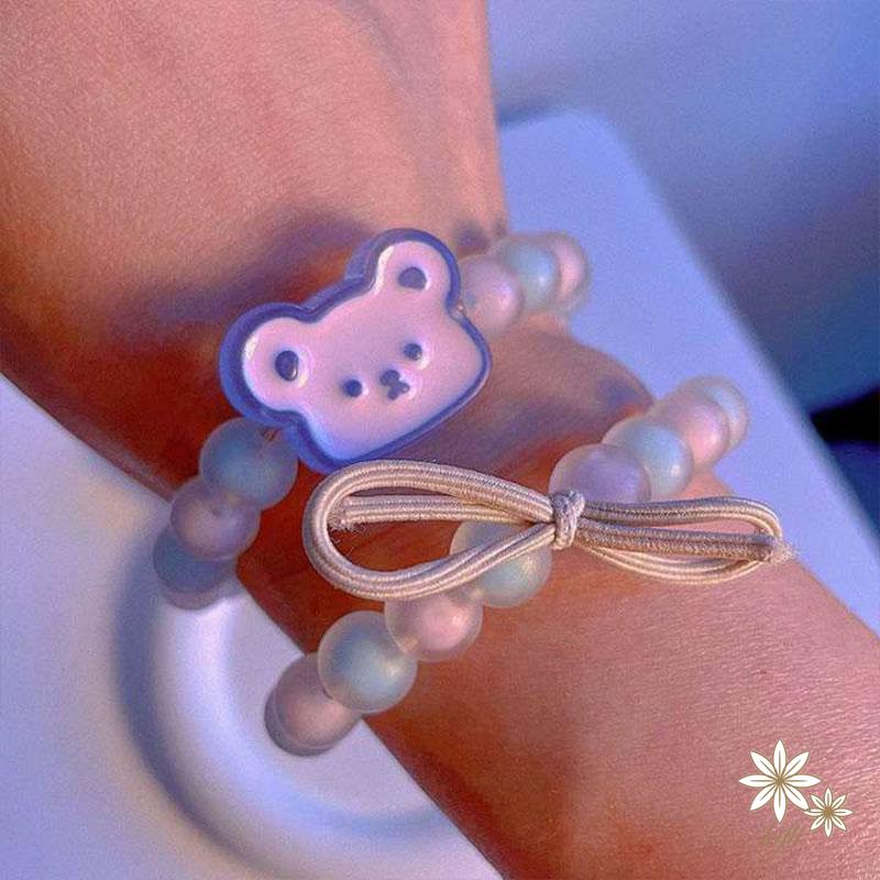 Dây Buộc Tóc Cao Su Đính Hạt Hình Gấu Tươi Mới Và Ngọt Ngào Đa Năng