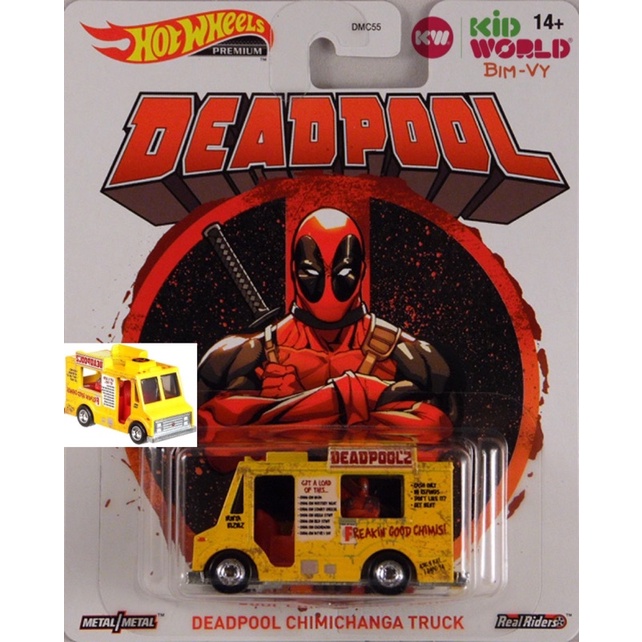 Xe mô hình Hot Wheels Premium HW Replica Entertainment Series Deadpool Chimichanga Truck GRP96, bánh cao su.