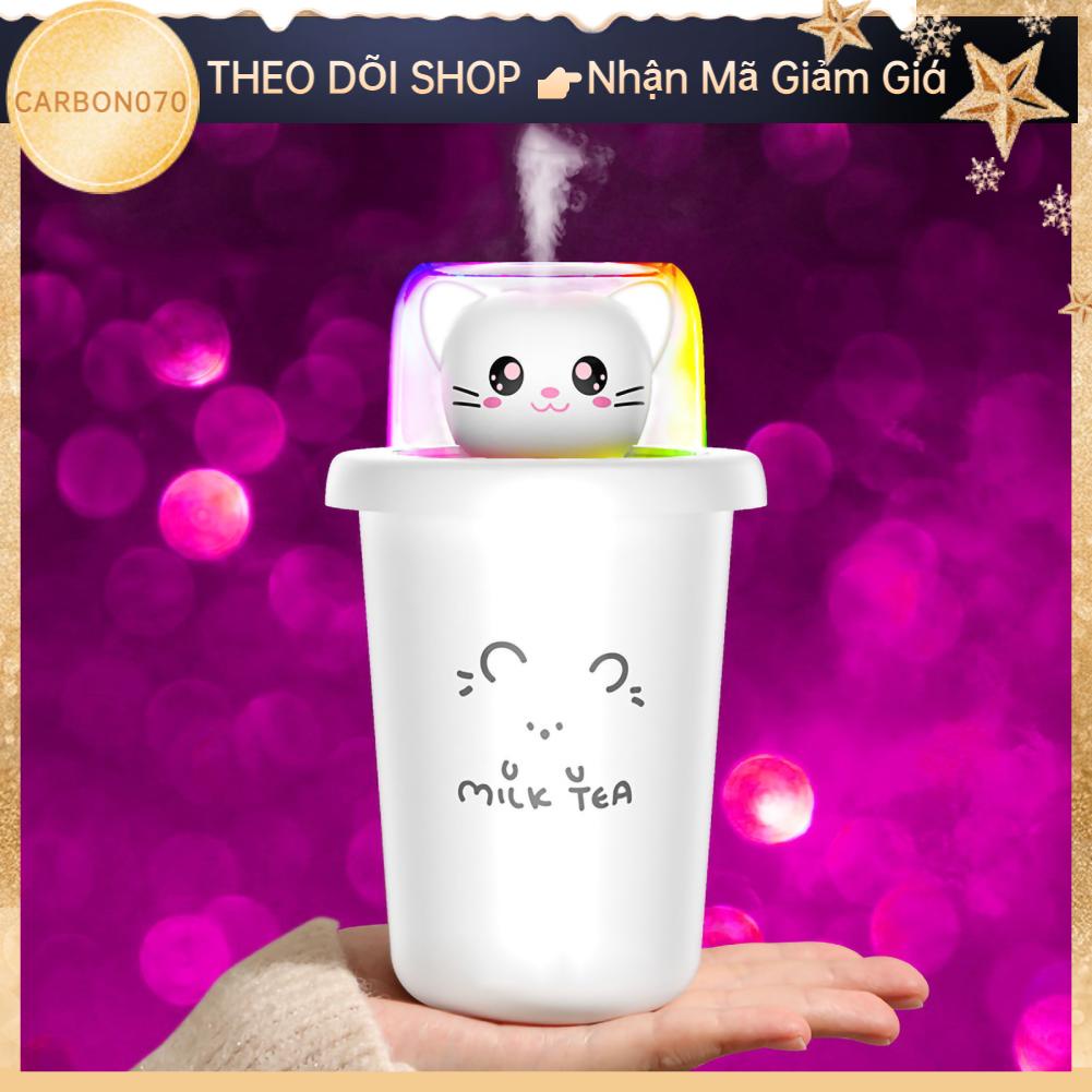 [Hàng Sẵn] Máy Tạo Độ Ẩm Phun Sương nhỏ USB Dễ thương Hình cốc trà sữa để bàn với ánh sáng đầy màu sắc cho Văn Phòng Phòng Ngủ ô tô【Carbon070】