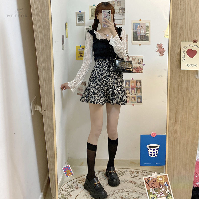 Set Áo Không Tay Và Chân Váy Họa Tiết Da Báo Thời Trang Dành Cho Nữ