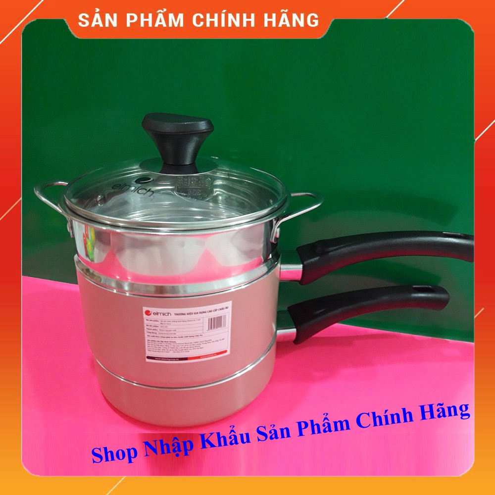 [CHÍNH HÃNG] Bộ nồi chảo chống dính có xửng hấp cho bé - Hãng Elmich - 16cm