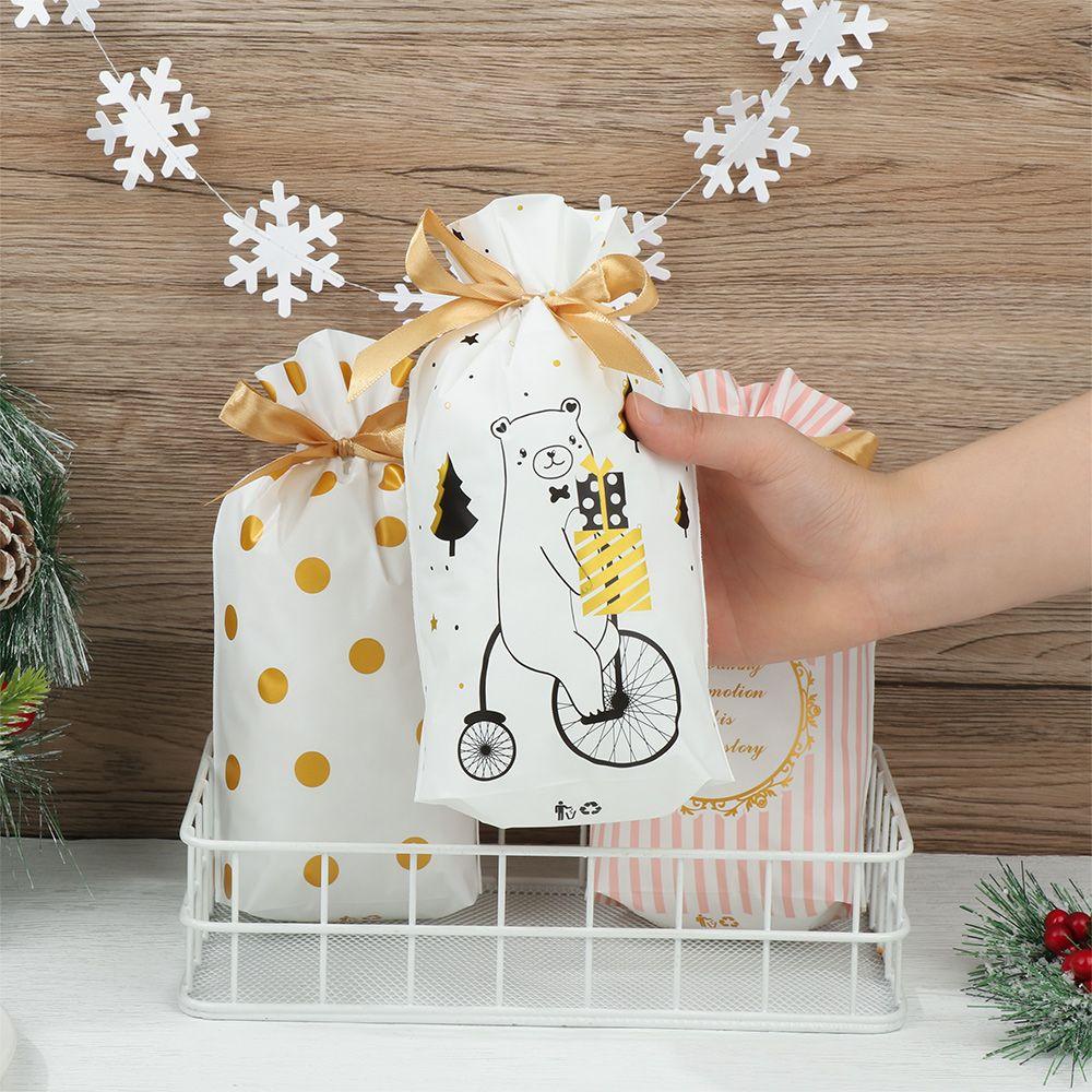CHOOKEY Bộ 50 Túi Nhựa Đựng Bánh Quy / Kẹo / Quà Giáng Sinh Hình Tuần Lộc / Ông Già Noel