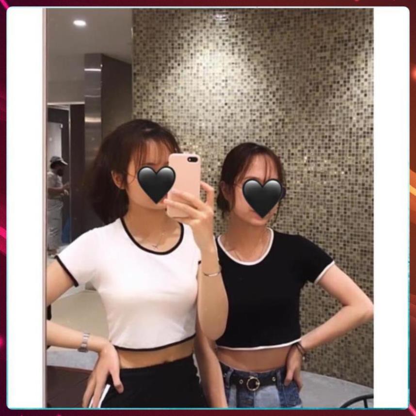 Áo Croptop Thun Bo Viền Cộc Tay | WebRaoVat - webraovat.net.vn