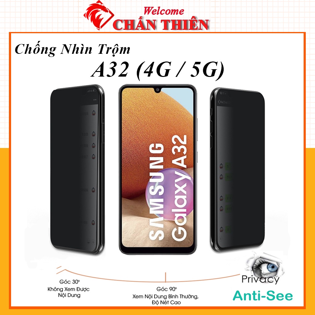 Kính cường Lực samsung A32 Chống Nhìn Trộm Full Màn Cảm Ứng Mượt [CNT]