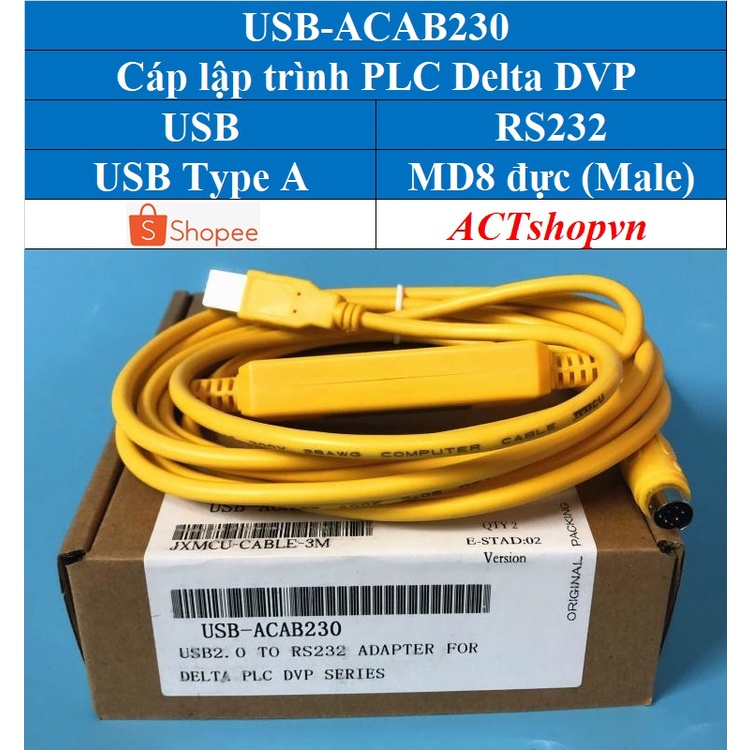 Cáp lập trình các loại PLC HMI Servo thông dụng Mitsubishi, Delta, LS, Omron...