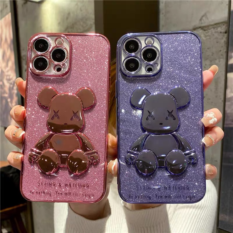 Sang Trọng Ốp Điện Thoại iPhone 14 plus 13 12 11 14 Pro max case ốp lưng điện thoại iphone 14 promax Mềm Bảo Vệ Toàn Diện Chống Sốc In Họa Tiết Gấu Lấp Lánh Dành Cho ip 11 12 13 14 pro max premium