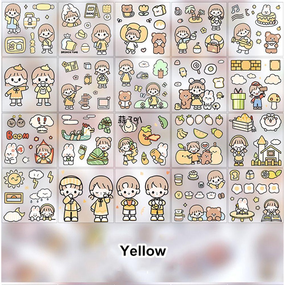 Set 20 Sticker PET Hình Thỏ Dễ Thương Dùng Trang Trí Sổ Tay / Nhật Ký