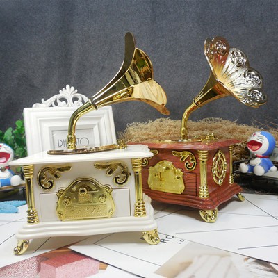 Vintage gramophone hộp âm nhạc hộp sinh nhật năm mới Quà Tặng Tặng cô gái người yêu sáng tạo trang trí món quà