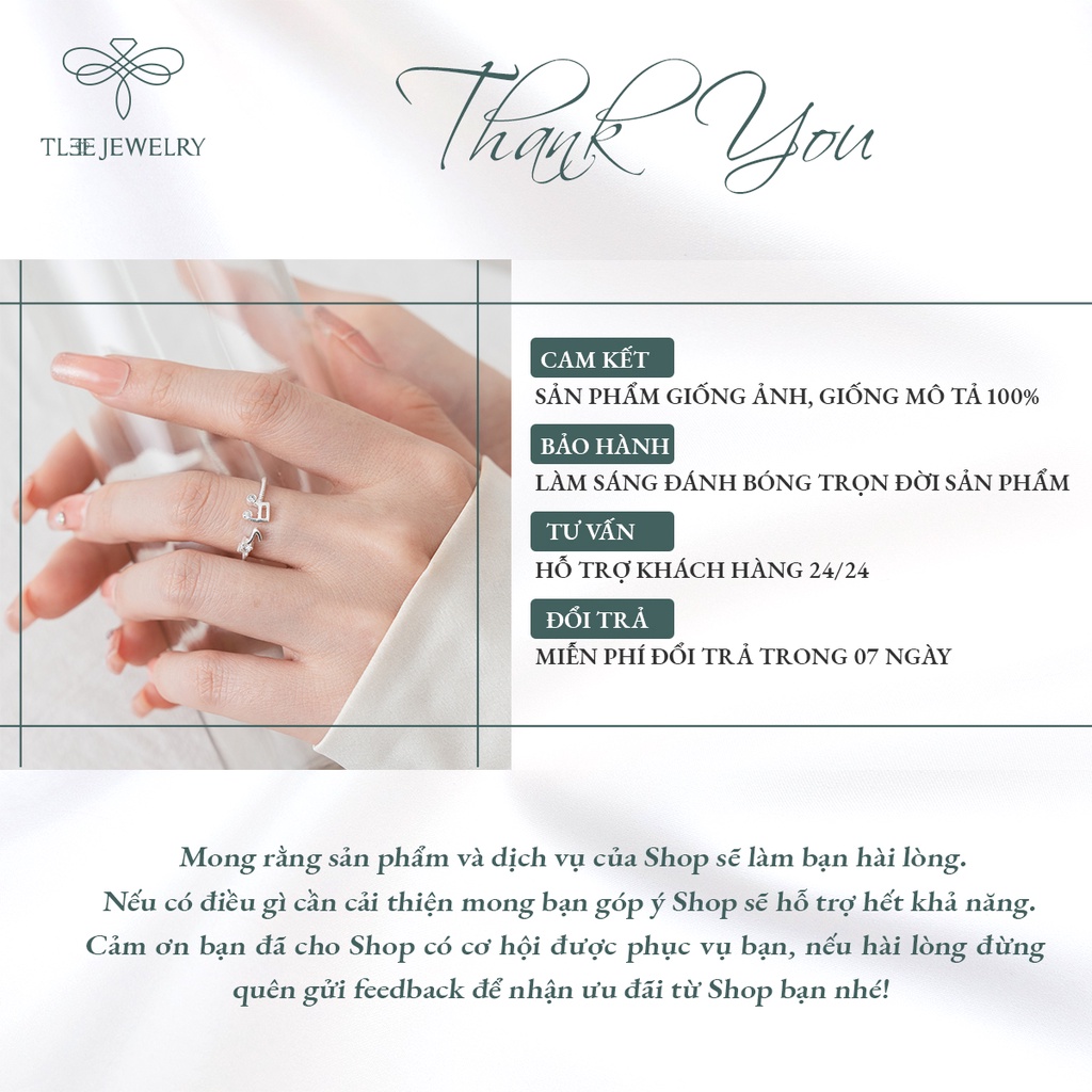 Nhẫn bạc nữ TLEE nốt nhạc vui vẻ đính đá dáng hở trẻ trung NCJ A0199