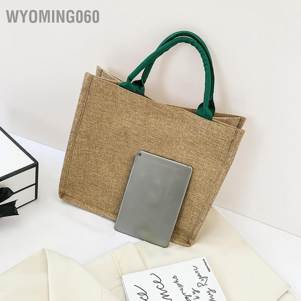 Túi Xách Đựng Hộp Cơm Trưa Vải Lanh Cầm Tay Sức Chứa Lớn Thoải Mái Cho Nữ Wyoming060