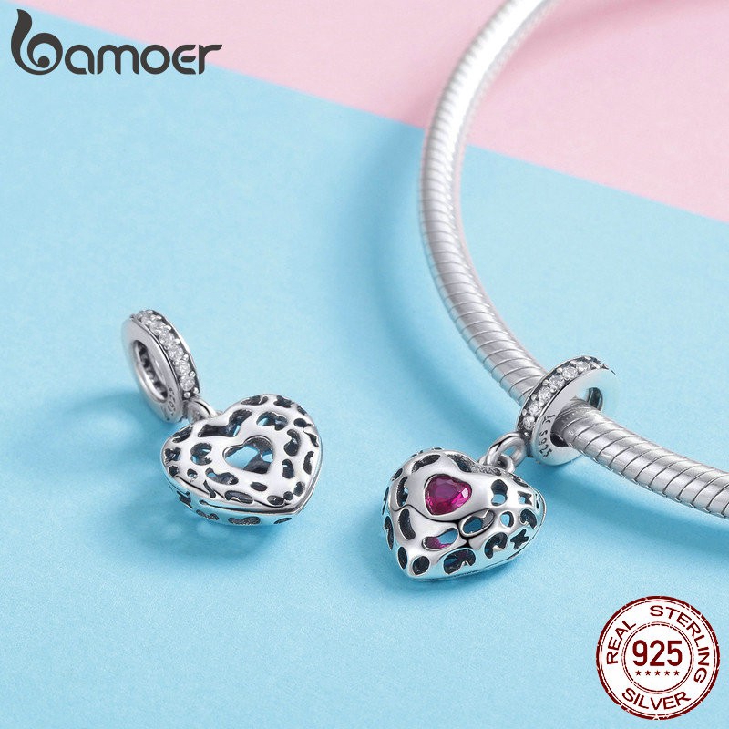 Hạt trang sức Bamoer chốt bạc 925 hình trái tim sang trọng