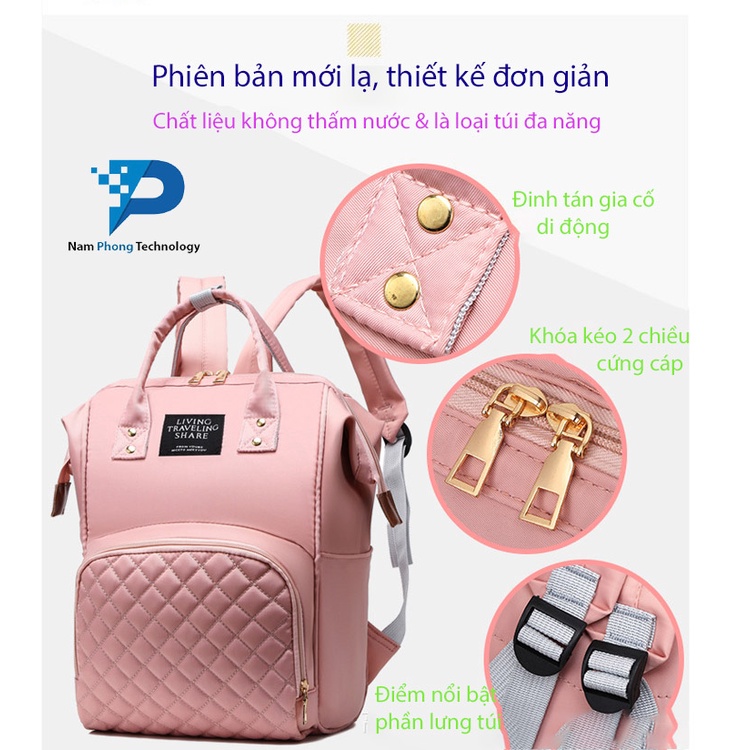 Balo Bỉm Sữa Mẹ Và Bé Cao Cấp DHA - Túi Xách Bỉm Sữa Đa Năng, Giữ Nhiệt Nhiều Ngăn Chứa Tiện Lợi - NAMPHONG TECHNOLOGY