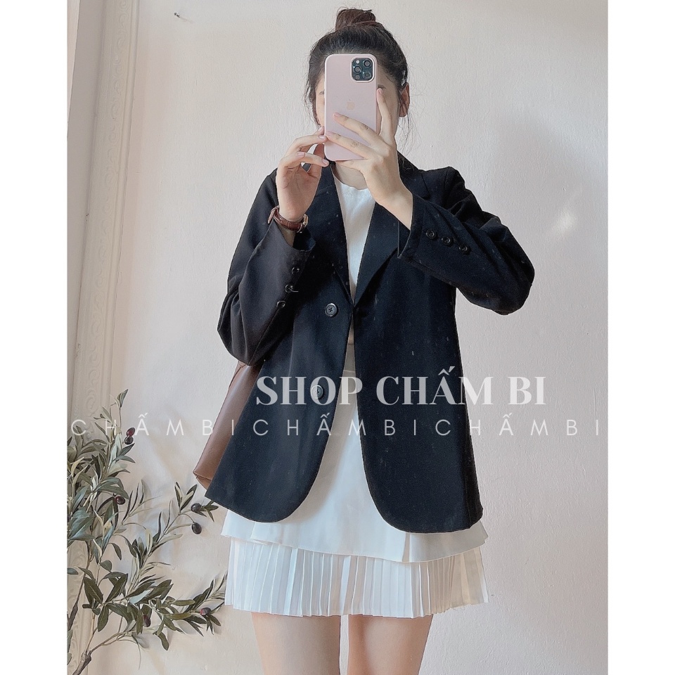 Áo Blazer Dáng Ngắn kiểu nữ A.260, Áo blazer nữ sinh FORM NHỎ cổ vest 2 cúc thân cùng 3 cúc gấu tay cách điệu