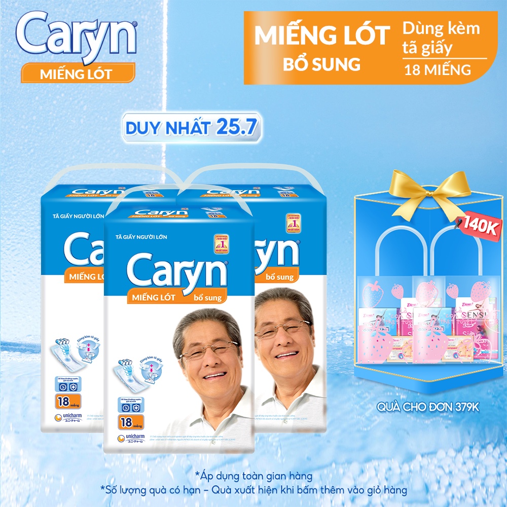 Miếng Lót Bổ Sung Caryn 18 Miếng/ Combo 3 (54 Miếng) Cho Người Lớn (Dùng Trên 4 Miếng/Ngày)