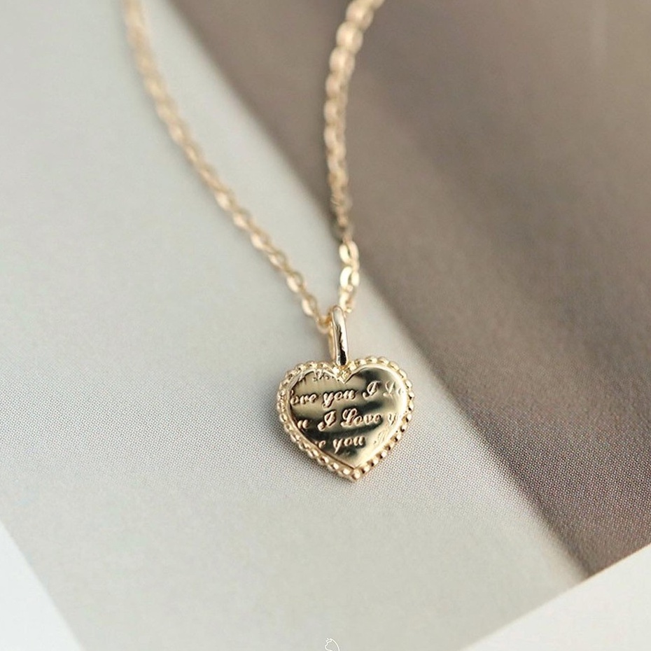 Vòng cổ nữ Miuu Silver mạ vàng 14K mặt trái tim ILU