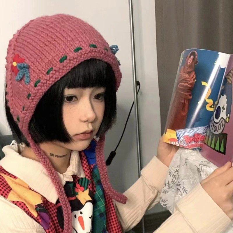 Khăn Trùm Đầu Dệt Kim Bảo Vệ Tai Thời Trang Mùa Đông Dành Cho Nữ