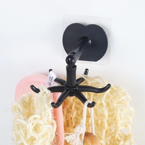 Giá treo đồ 6 móc xoay 360 độ gắn tường tiện dụng cho nhà bếp