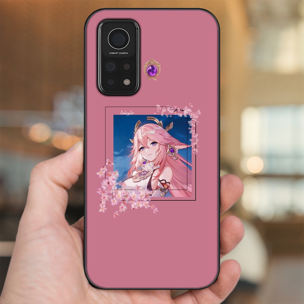 Ốp lưng Xiaomi Mi 10T Pro 5G viền đen in hình Yae Miko Genshin Impact