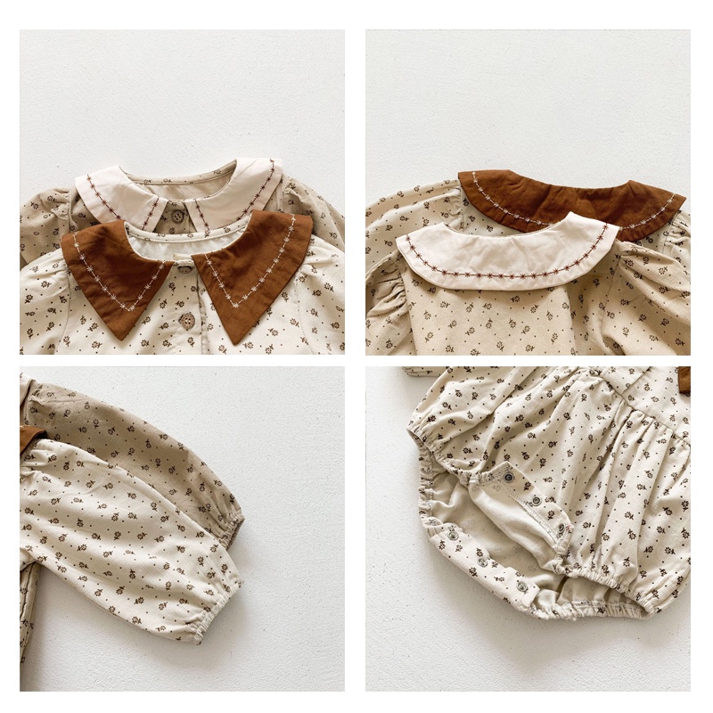 Áo liền quần tay dài in hoa thời trang dễ thương cho bé gái sơ sinh