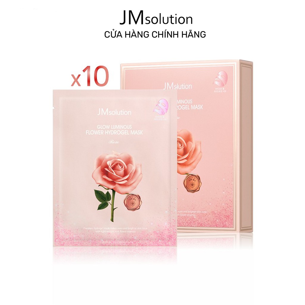 Combo 10 Mặt nạ thạch hoa hồng, thư giản da JMSolution Glow Luminous Flower Hydrogel Mask Rose 30g x10