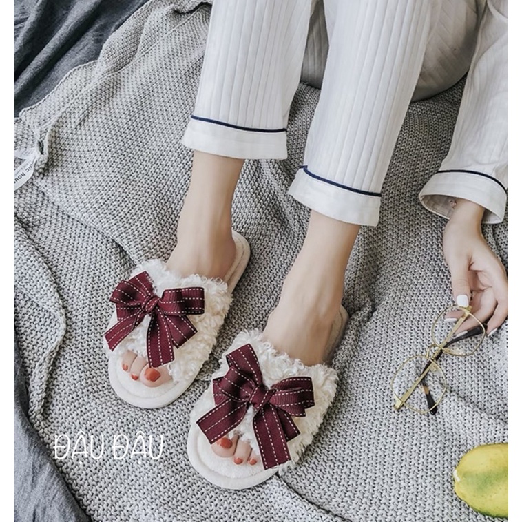 DÉP BÔNG LÔNG CỪU HÌNH NƠ