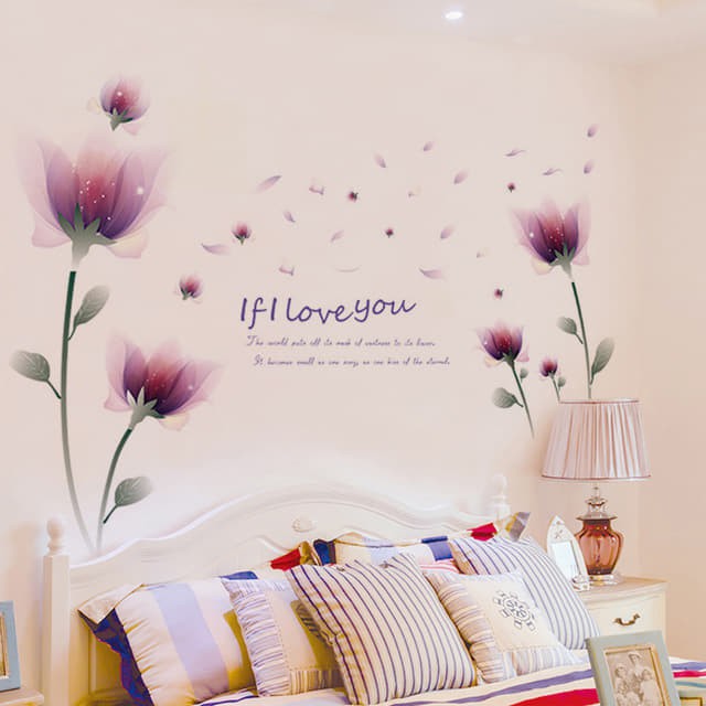 decal dán tường hoa phale tím
