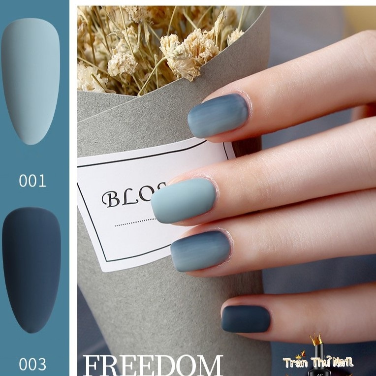 Sơn móng tay gel sơn nail dùng máy hơ gel Sơn gel AS tone màu xanh xi măng non xanh than mã ML 15ml