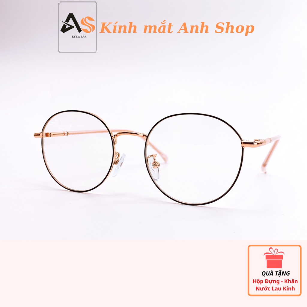 Gọng kính cận thời trang dáng tròn cỡ vừa chất liệu kim loại thanh lịch 29120