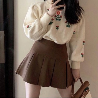 Chân Váy Kaki Nữ 2 Tầng Màu Nâu Vintage siêu xinh kèm dây Freedom Cvkaki4447